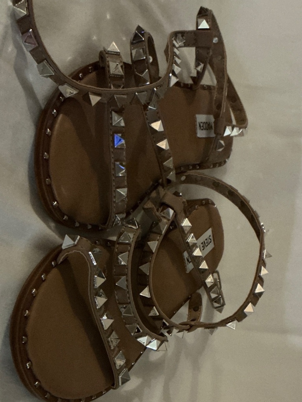 Steve Madden Tan Pyramid-Stud Gladiator Sandals